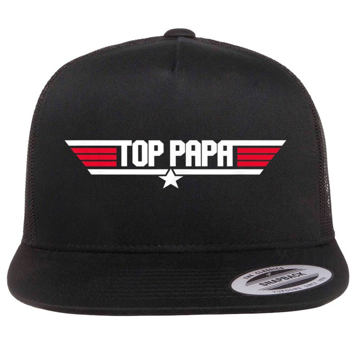 Top Papa Funny Father Grandpa 80s Father's Day Gift Flatbill Hat