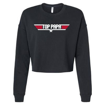Top Papa Funny Father Grandpa 80s Father's Day Gift Cropped Pullover Crew