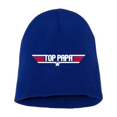 Top Papa Funny Father Grandpa 80s Father's Day Gift Short Acrylic Beanie