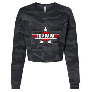 Top Papa From Son Daughter Grandpa Fathers Day Gift Cropped Pullover Crew