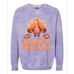 Turkey Playing Football Happy Thanksgiving Player Fan Lover Gift Colorblast Crewneck Sweatshirt