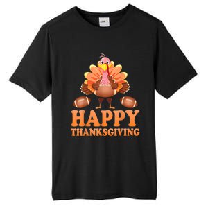 Turkey Playing Football Happy Thanksgiving Player Fan Lover Gift Tall Fusion ChromaSoft Performance T-Shirt