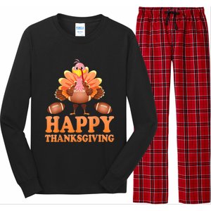 Turkey Playing Football Happy Thanksgiving Player Fan Lover Gift Long Sleeve Pajama Set