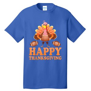 Turkey Playing Football Happy Thanksgiving Player Fan Lover Gift Tall T-Shirt