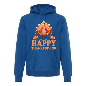 Turkey Playing Football Happy Thanksgiving Player Fan Lover Gift Premium Hoodie