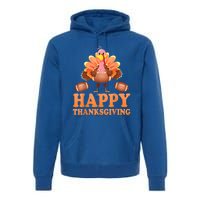 Turkey Playing Football Happy Thanksgiving Player Fan Lover Gift Premium Hoodie