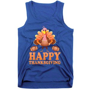 Turkey Playing Football Happy Thanksgiving Player Fan Lover Gift Tank Top