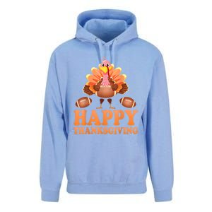 Turkey Playing Football Happy Thanksgiving Player Fan Lover Gift Unisex Surf Hoodie