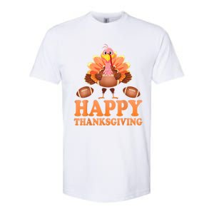 Turkey Playing Football Happy Thanksgiving Player Fan Lover Gift Softstyle CVC T-Shirt