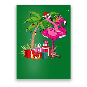 Tropical Pink Flamingo Christmas In July Summer Palm Tree Poster