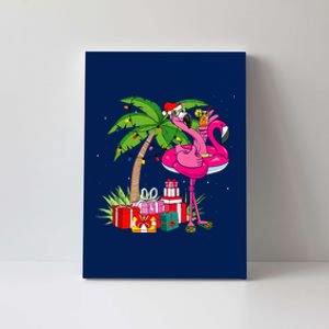 Tropical Pink Flamingo Christmas In July Summer Palm Tree Canvas