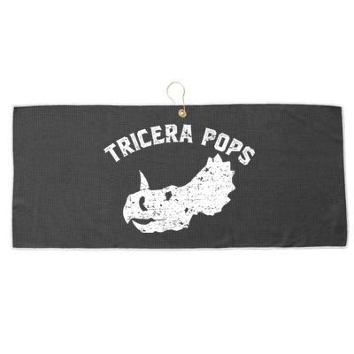 Tricera Pops Funny Dinosaur Dad Triceratops Gift Large Microfiber Waffle Golf Towel