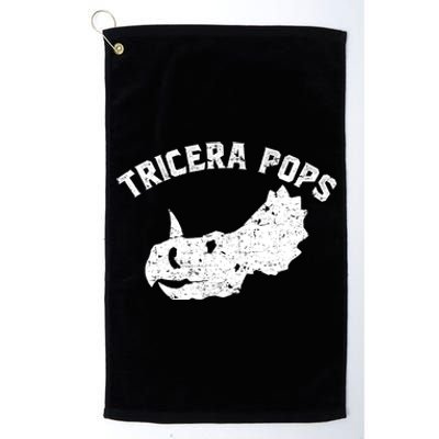 Tricera Pops Funny Dinosaur Dad Triceratops Gift Platinum Collection Golf Towel