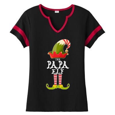 The Papa Funny Christmas Gift Matching Family Group Cute Gift Ladies Halftime Notch Neck Tee