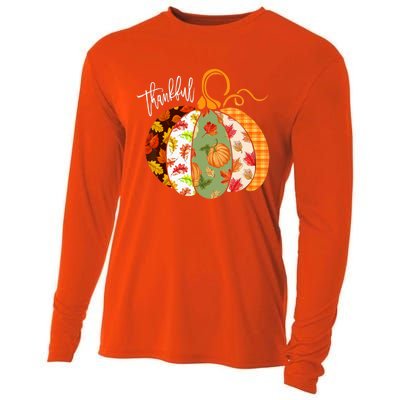 Thankful Pumpkin Fall Autumn Cute Halloween Cooling Performance Long Sleeve Crew