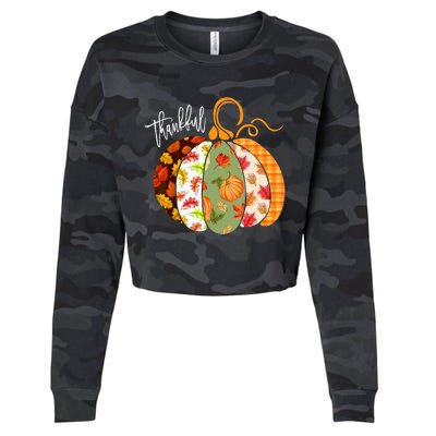 Thankful Pumpkin Fall Autumn Cute Halloween Cropped Pullover Crew