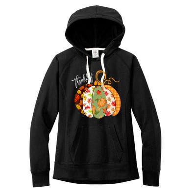 Thankful Pumpkin Fall Autumn Cute Halloween Women's Fleece Hoodie