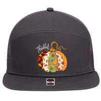 Thankful Pumpkin Fall Autumn Cute Halloween 7 Panel Mesh Trucker Snapback Hat