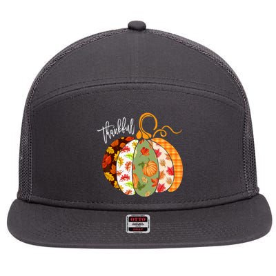 Thankful Pumpkin Fall Autumn Cute Halloween 7 Panel Mesh Trucker Snapback Hat