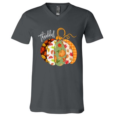 Thankful Pumpkin Fall Autumn Cute Halloween V-Neck T-Shirt