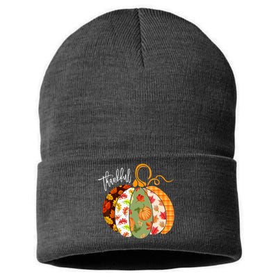 Thankful Pumpkin Fall Autumn Cute Halloween Sustainable Knit Beanie