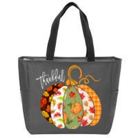 Thankful Pumpkin Fall Autumn Cute Halloween Zip Tote Bag