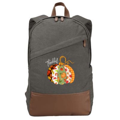 Thankful Pumpkin Fall Autumn Cute Halloween Cotton Canvas Backpack