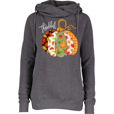 Thankful Pumpkin Fall Autumn Cute Halloween Womens Funnel Neck Pullover Hood