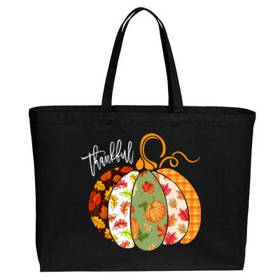 Thankful Pumpkin Fall Autumn Cute Halloween Cotton Canvas Jumbo Tote