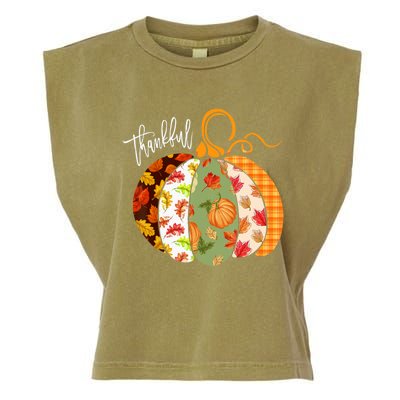 Thankful Pumpkin Fall Autumn Cute Halloween Garment-Dyed Women's Muscle Tee