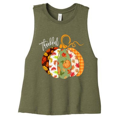 Thankful Pumpkin Fall Autumn Cute Halloween Women's Racerback Cropped Tank