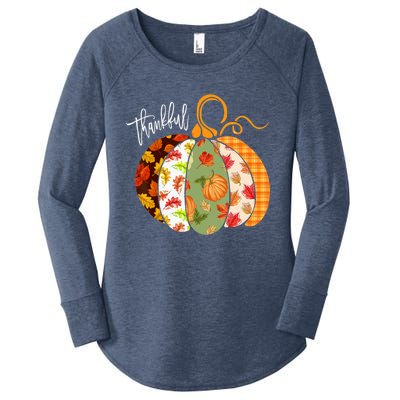 Thankful Pumpkin Fall Autumn Cute Halloween Women's Perfect Tri Tunic Long Sleeve Shirt