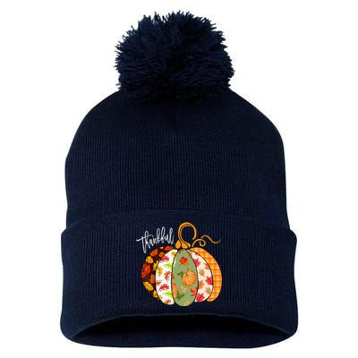 Thankful Pumpkin Fall Autumn Cute Halloween Pom Pom 12in Knit Beanie