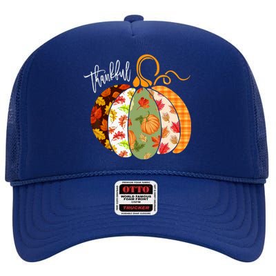 Thankful Pumpkin Fall Autumn Cute Halloween High Crown Mesh Back Trucker Hat