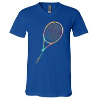 Tennis Player Funny Gift Colorful Tennis Racket Meaningful Gift V-Neck T-Shirt