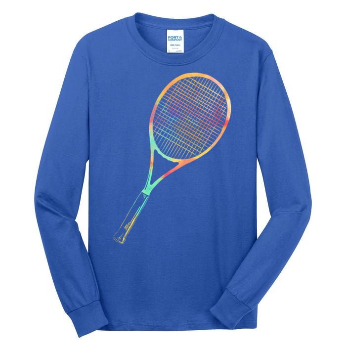 Tennis Player Funny Gift Colorful Tennis Racket Meaningful Gift Tall Long Sleeve T-Shirt