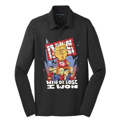 Trump Politician Football Parody Silk Touch Performance Long Sleeve Polo