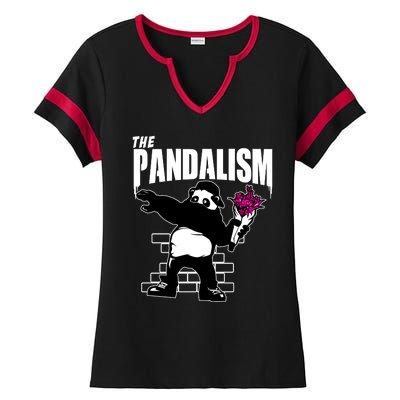 The Pandalism Funny Panda Parody Ladies Halftime Notch Neck Tee