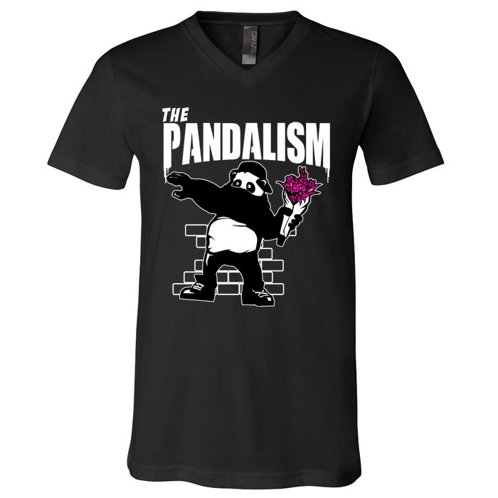 The Pandalism Funny Panda Parody V-Neck T-Shirt