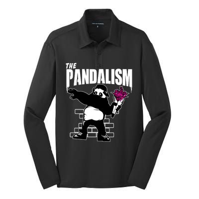 The Pandalism Funny Panda Parody Silk Touch Performance Long Sleeve Polo