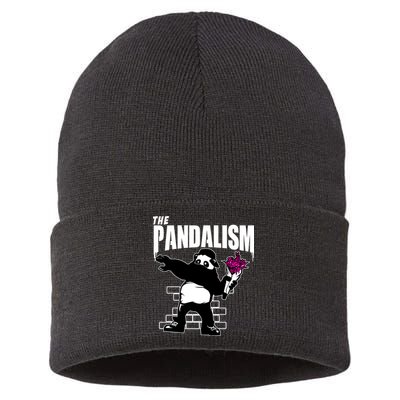 The Pandalism Funny Panda Parody Sustainable Knit Beanie