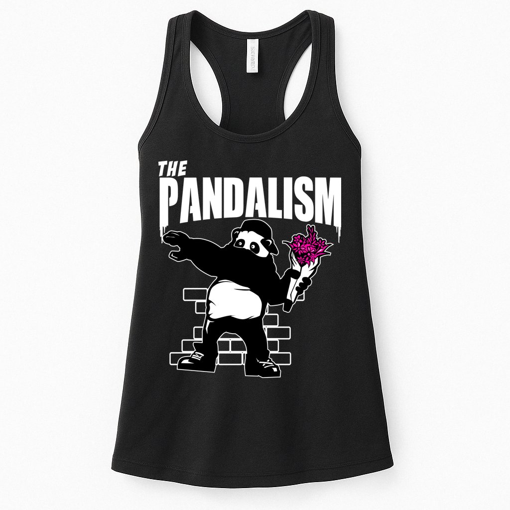 The Pandalism Funny Panda Parody Womens Tank Top