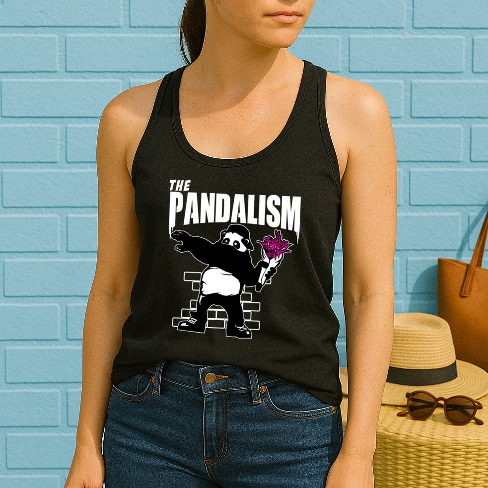 The Pandalism Funny Panda Parody Womens Tank Top