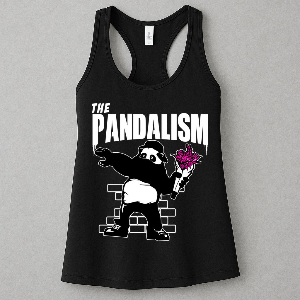 The Pandalism Funny Panda Parody Womens Tank Top
