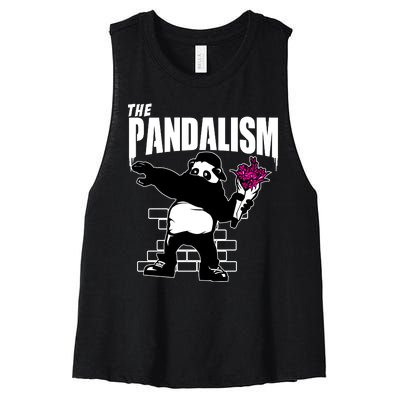 The Pandalism Funny Panda Parody Women's Racerback Cropped Tank