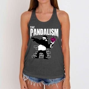 The Pandalism Funny Panda Parody Women's Knotted Racerback Tank