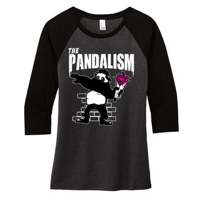 The Pandalism Funny Panda Parody Women's Tri-Blend 3/4-Sleeve Raglan Shirt