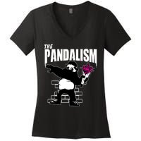 The Pandalism Funny Panda Parody Women's V-Neck T-Shirt