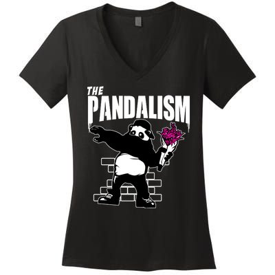 The Pandalism Funny Panda Parody Women's V-Neck T-Shirt