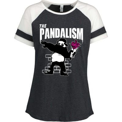 The Pandalism Funny Panda Parody Enza Ladies Jersey Colorblock Tee